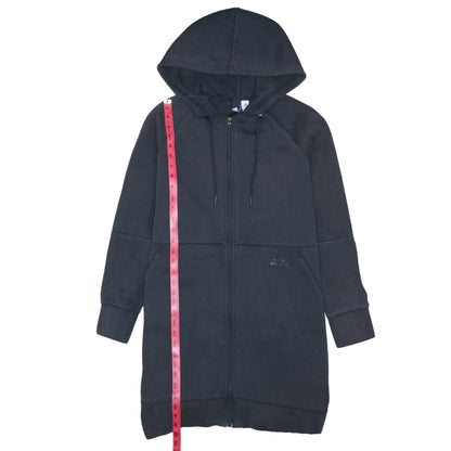 Adidas Women Black XS Full Zip Hooded Longline Sweatshirt Dress