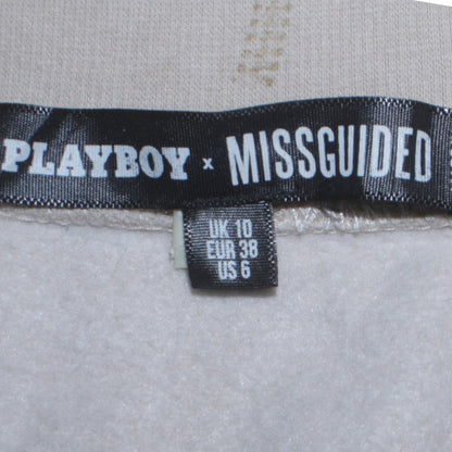Playboy x Missguided Womens Beige 1/4 Zip Sweatshirt UK 10