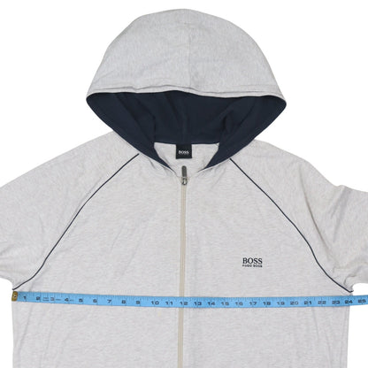 Hugo Boss Men's Grey Full Zip Hoodie 2XL Lightweight Jersey