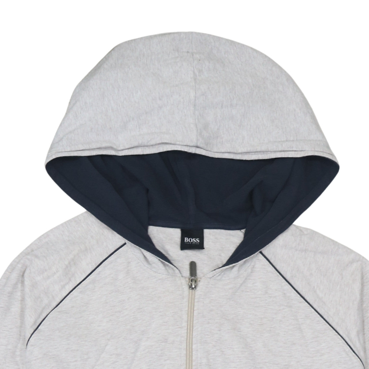 Hugo Boss Men's Grey Full Zip Hoodie 2XL Lightweight Jersey