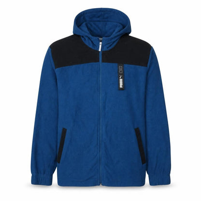Puma Men's Blue Full Zip Hoodie Size M with Logo Detail
