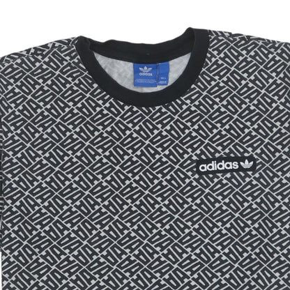 adidas Men’s Black Geometric Logo Cotton T-Shirt Size L