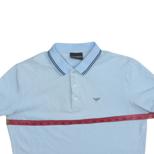 Emporio Armani Men's Blue Slim Fit Cotton Polo Shirt M