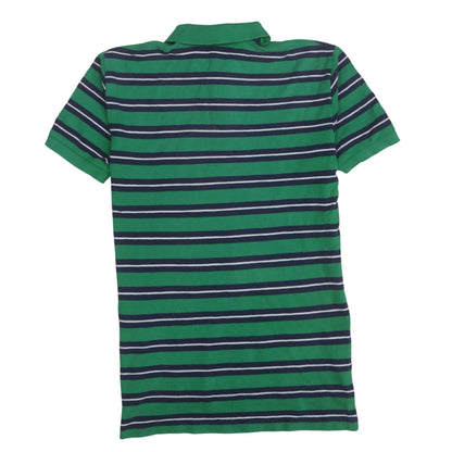 Ralph Lauren Men's Green Striped Cotton Polo Shirt Size M