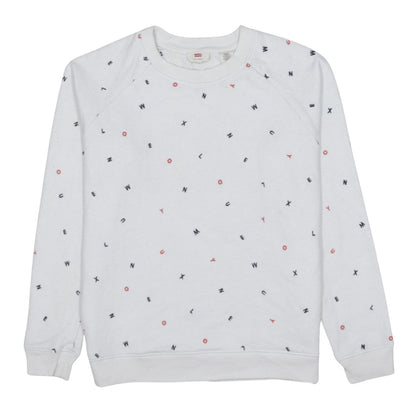 Levi's Womens White Letter Print Pullover Sweatshirt Size S