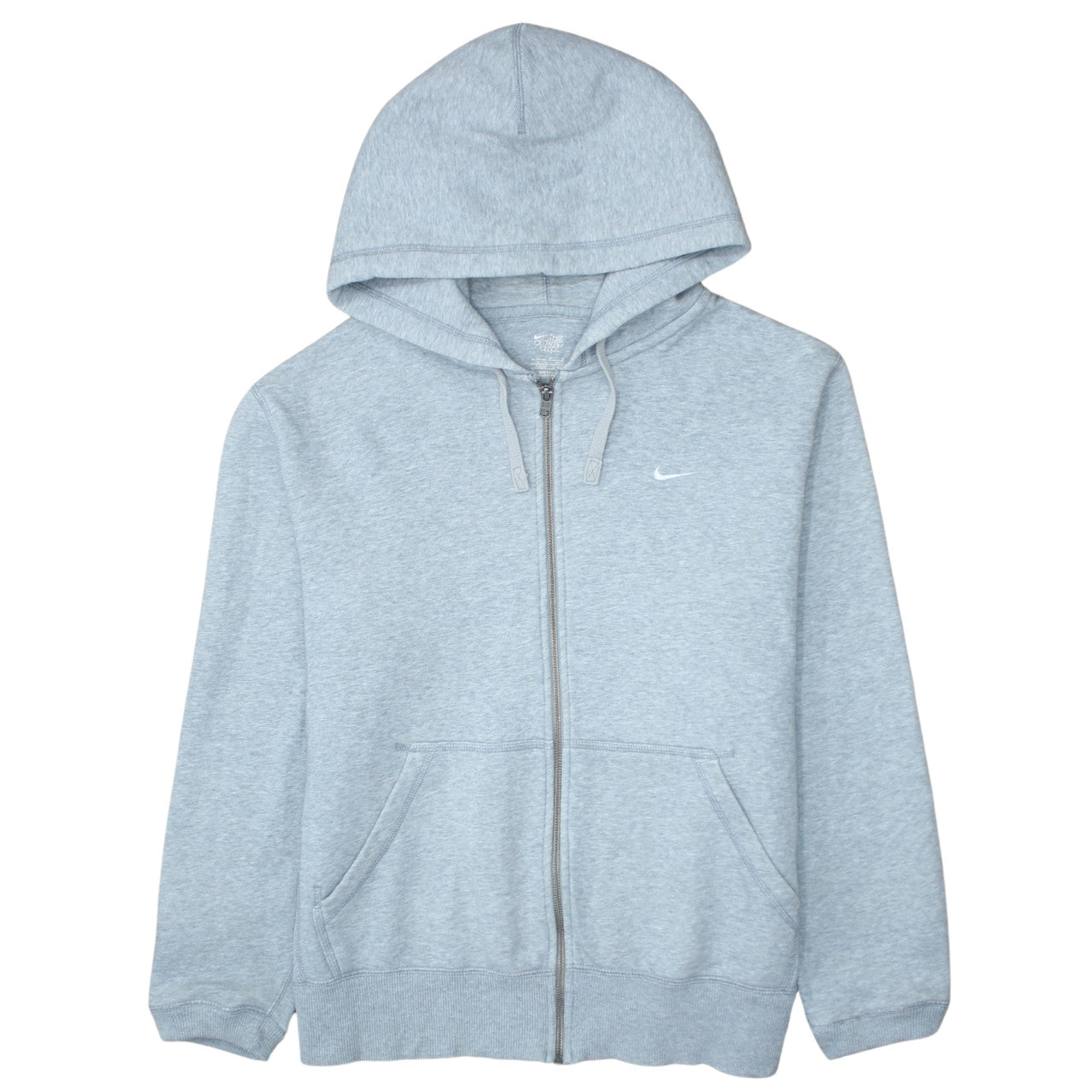 Nike Men Grey Full Zip Hoodie L Regular Fit Sports Fleece