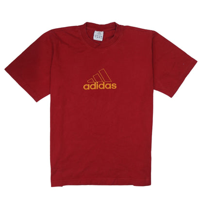 Adidas Men's Red Cotton Short Sleeve Sports Logo T-Shirt Size M