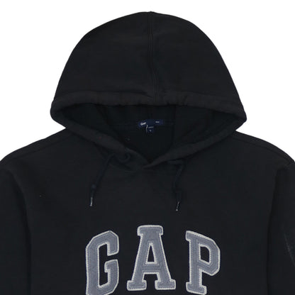 GAP Mens Black Pullover Hoodie L Logo Fleece Sweatshirt