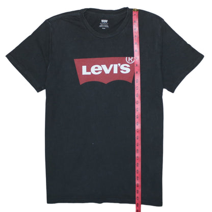 Levi's Men's Black Graphic Logo Crew Neck Cotton T-Shirt M