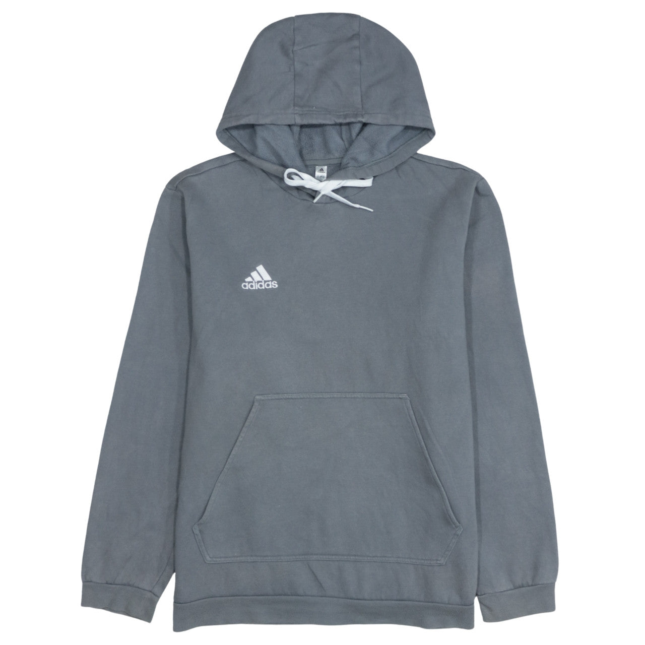 Adidas Mens Grey Pullover Hoodie L Regular Fit Fleece Sportswear