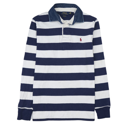 Ralph Lauren Men's Blue White Striped Long Sleeve Polo Shirt M