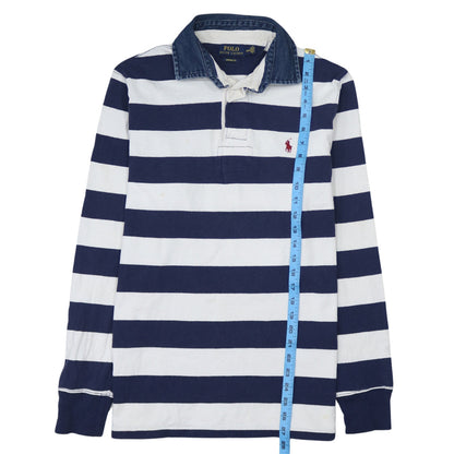 Ralph Lauren Men's Blue White Striped Long Sleeve Polo Shirt M