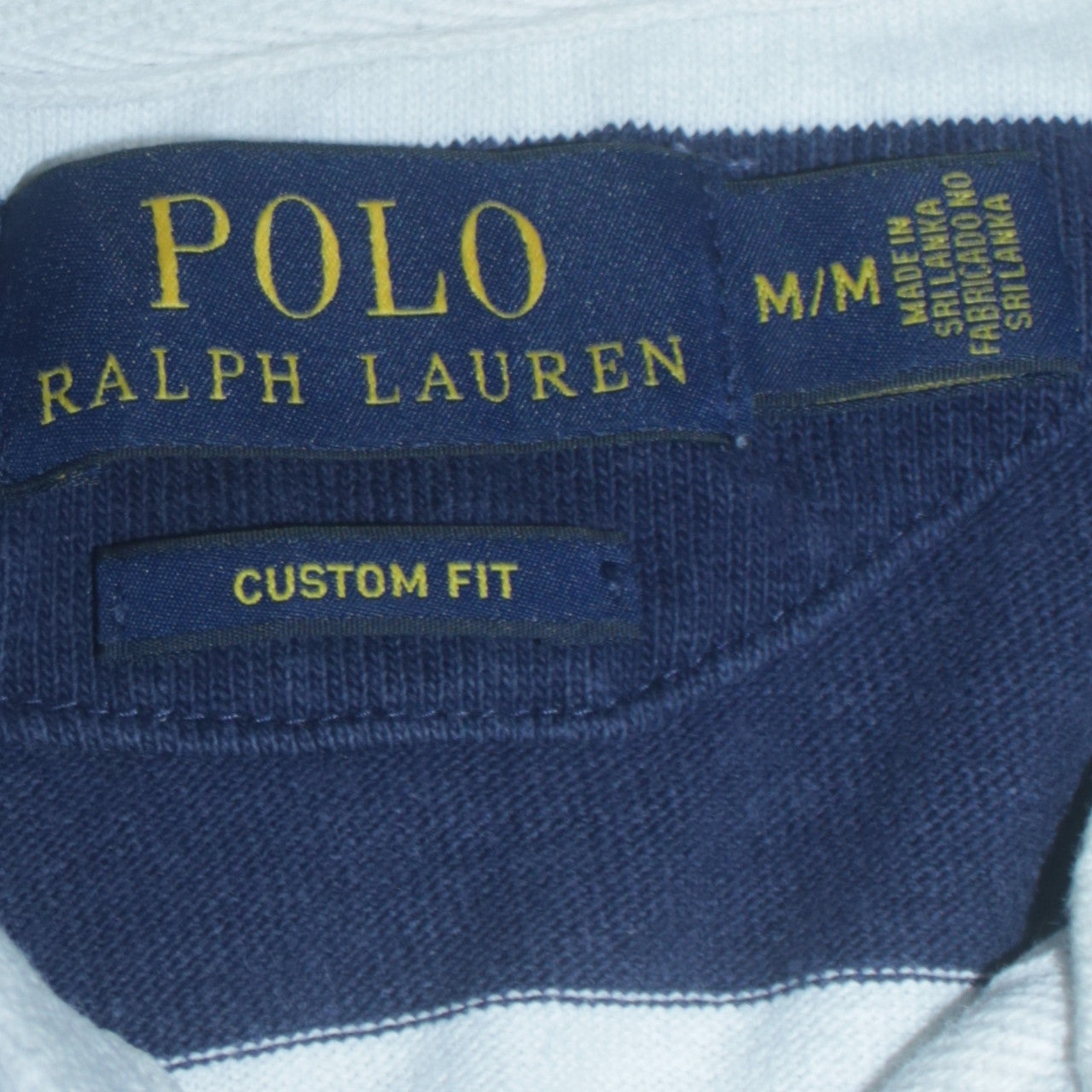 Ralph Lauren Men's Blue White Striped Long Sleeve Polo Shirt M