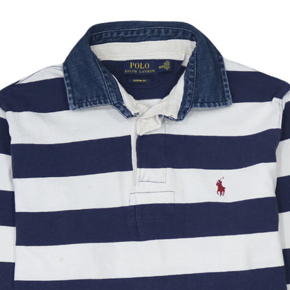 Ralph Lauren Men's Blue White Striped Long Sleeve Polo Shirt M