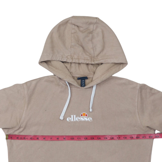 Ellesse Womens Beige Pullover Hoodie UK 12 Cotton Casual Sweatshirt