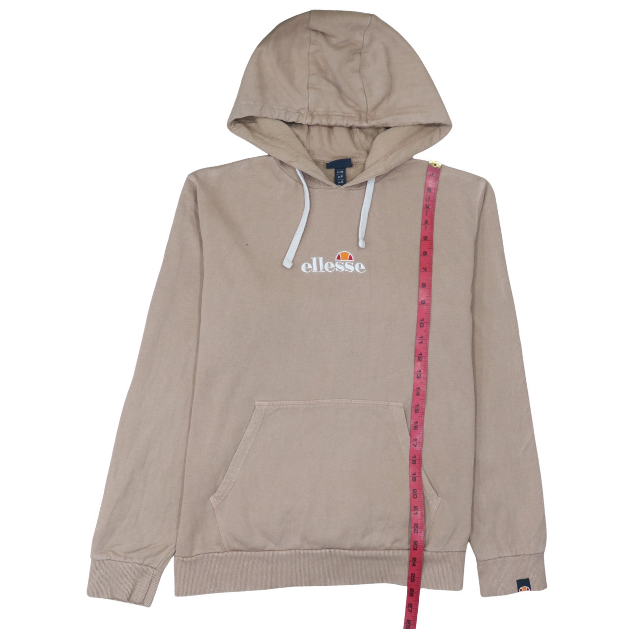 Ellesse Womens Beige Pullover Hoodie UK 12 Cotton Casual Sweatshirt