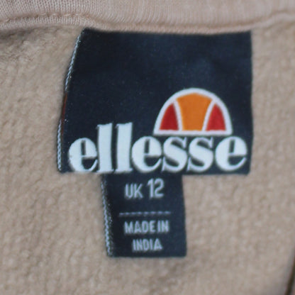 Ellesse Womens Beige Pullover Hoodie UK 12 Cotton Casual Sweatshirt
