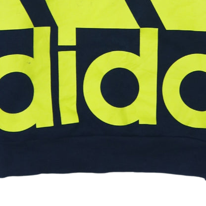 Adidas Boys Blue Pullover Hoodie Size 13-14 Years Graphic Logo Sweatshirt