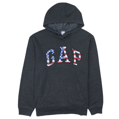 GAP Men's Grey USA Flag Logo Pullover Hoodie Size L