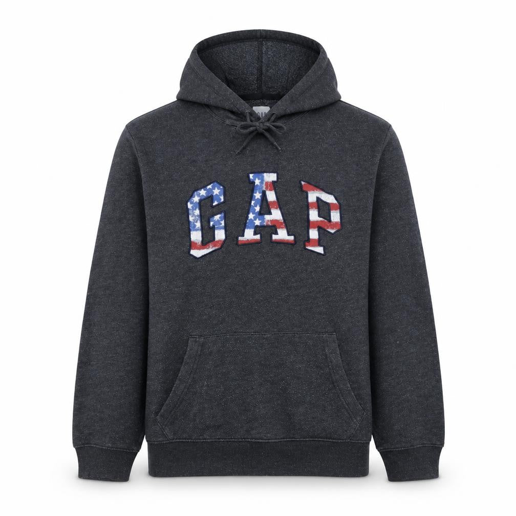 Gap Men's Grey USA Flag Logo Pullover Hoodie Size L