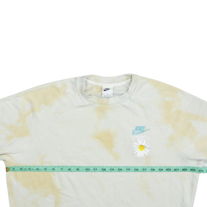 Nike Womens Beige Tie Dye Crew Neck Sweatshirt M Daisy Graphic