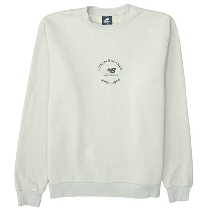 New Balance Men Beige S Crew Neck Pullover Sweatshirt