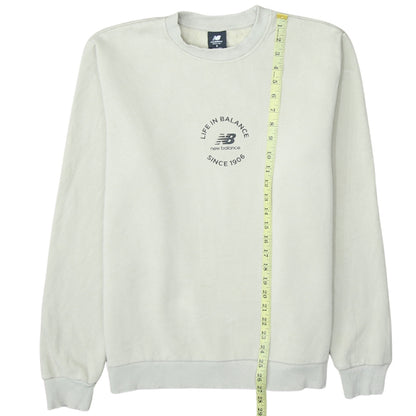 New Balance Men Beige S Crew Neck Pullover Sweatshirt