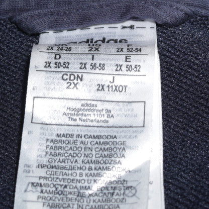 Adidas Women Navy Blue Full Zip Hoodie 2XL Logo Print Cotton Blend