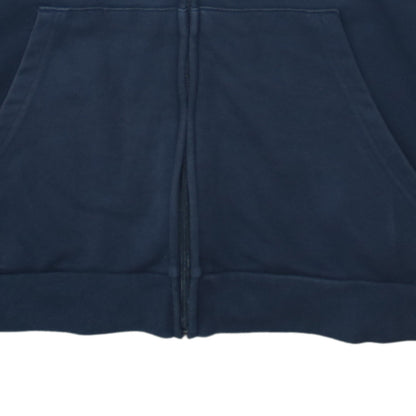 Adidas Women Navy Blue Full Zip Hoodie 2XL Logo Print Cotton Blend