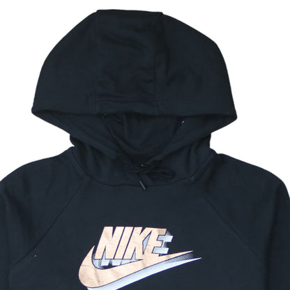 Nike Women Black Pullover Hoodie Medium Graphic Print Logo