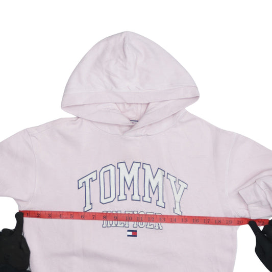 Tommy Hilfiger Girls Pink Pullover Hoodie Size 13 Years Logo Sweatshirt