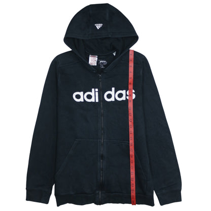 Adidas Unisex Kids Black Full Zip Hoodie 15-16 Years Fleece Hooded Sweatshirt