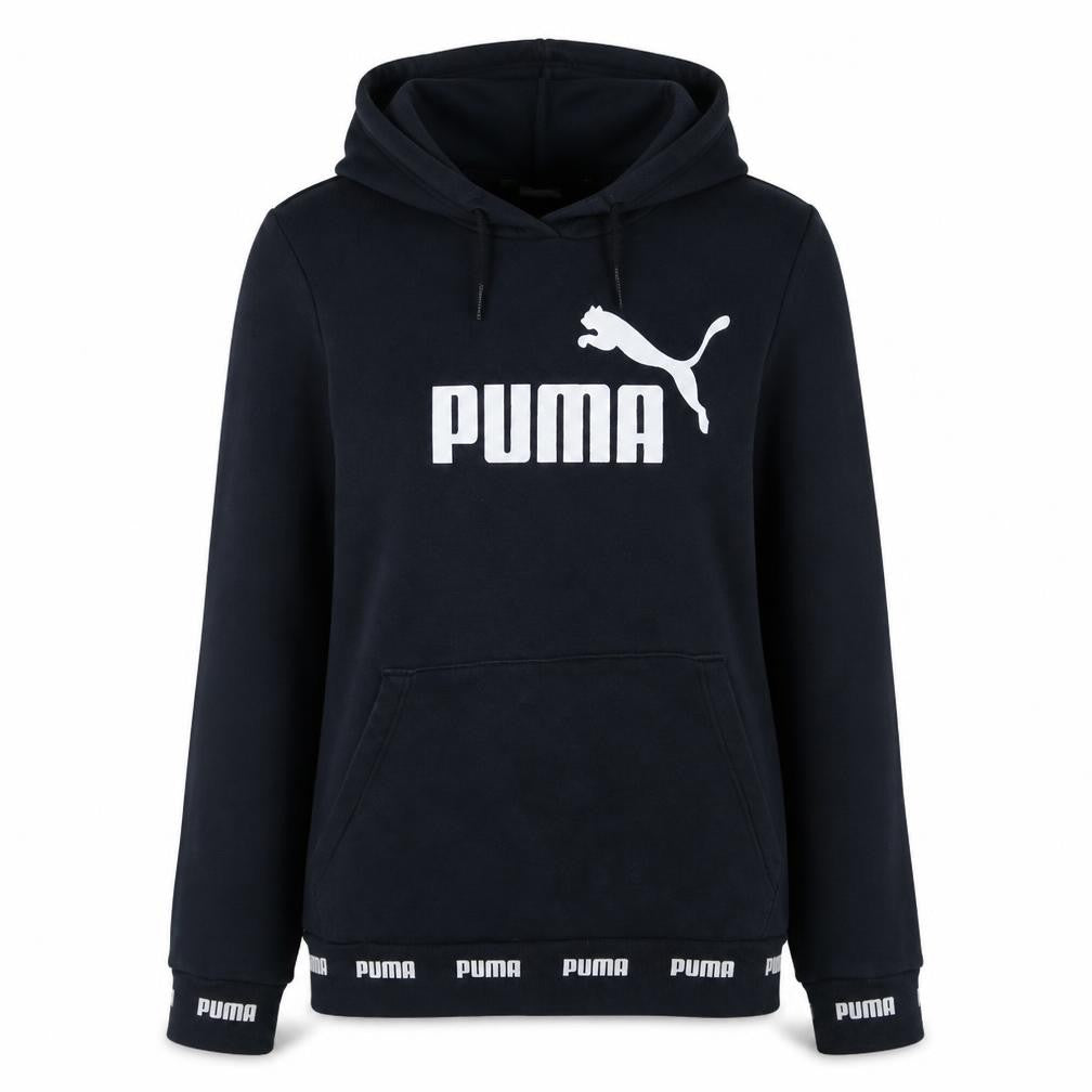 PUMA Womens Black Pullover Hoodie Small Logo Print Casual