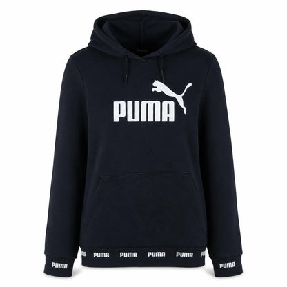 PUMA Womens Black Pullover Hoodie Small Logo Print Casual