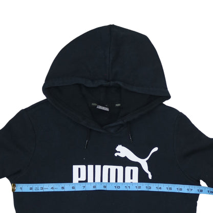 PUMA Womens Black Pullover Hoodie Small Logo Print Casual