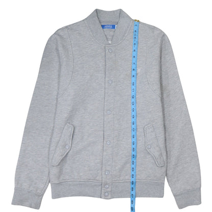 Adidas Men's Grey Varsity Jacket L Regular Fit Fleece Snap Fasten