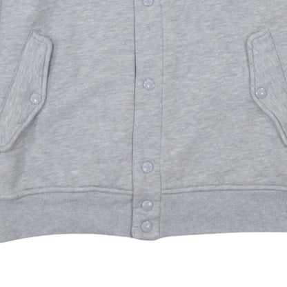 Adidas Men's Grey Varsity Jacket L Regular Fit Fleece Snap Fasten