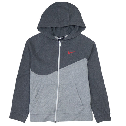 Nike Boys Grey Full Zip Hoodie Sweatshirt L 147-158cm Colourblock Hooded