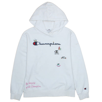 Champion Girls White Pullover Hoodie 15-16 Years Logo Graphic Hooded Sweatshirt
