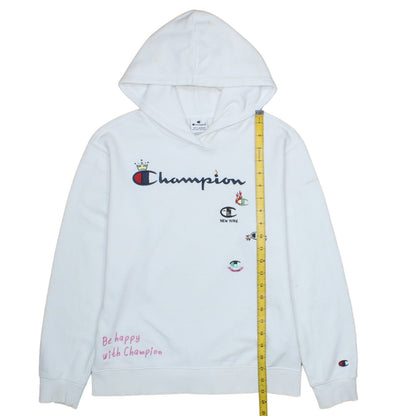 Champion Girls White Pullover Hoodie 15-16 Years Logo Graphic Hooded Sweatshirt