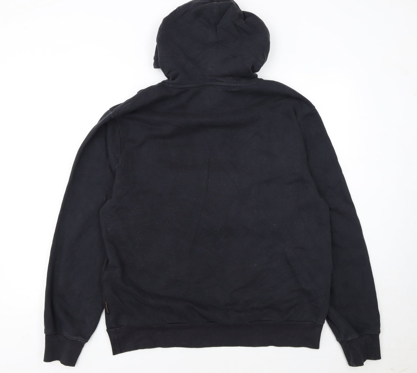 Napapijri Men's Black XL Pullover Hoodie with Logo & Flag Detail