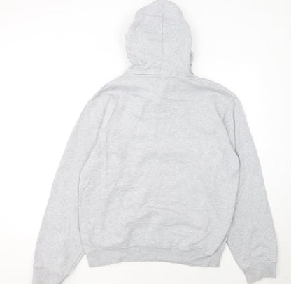 Napapijri Men's Grey Pullover Hoodie Small Logo Graphic Long Sleeve