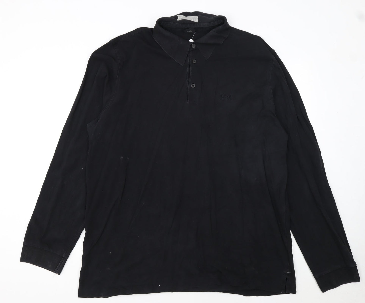 Hugo Boss Men’s Black Long Sleeve Pima Cotton Polo Shirt 3XL
