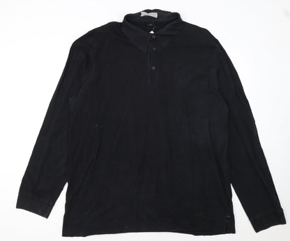 Hugo Boss Men’s Black Long Sleeve Pima Cotton Polo Shirt 3XL