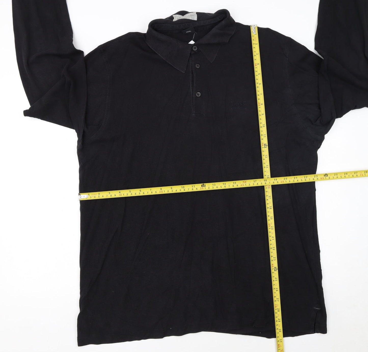 Hugo Boss Men’s Black Long Sleeve Pima Cotton Polo Shirt 3XL