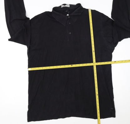 Hugo Boss Men’s Black Long Sleeve Pima Cotton Polo Shirt 3XL
