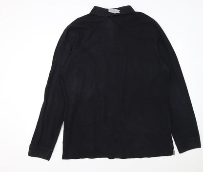 Hugo Boss Men’s Black Long Sleeve Pima Cotton Polo Shirt 3XL