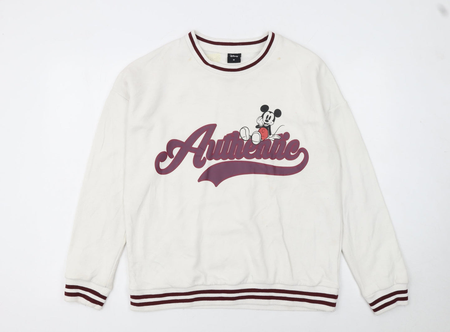 Disney Women's White Mickey Mouse Authentic Sweatshirt Size M