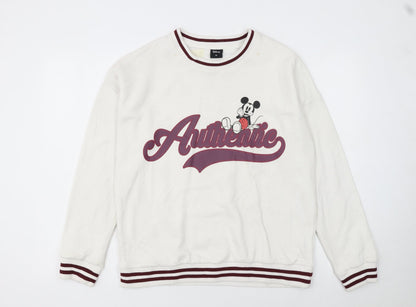 Disney Women's White Mickey Mouse Authentic Sweatshirt Size M