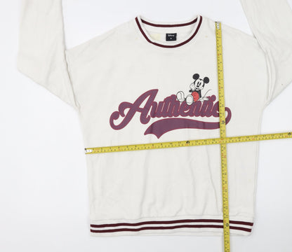 Disney Women's White Mickey Mouse Authentic Sweatshirt Size M